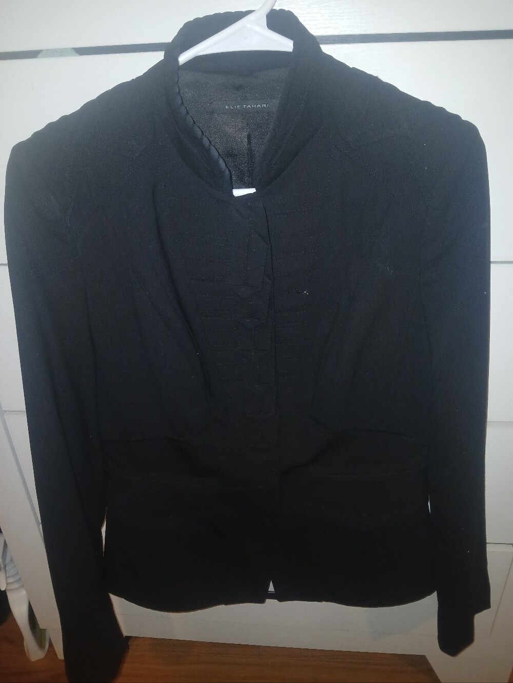 Elie Tahari Black Stand-Collar Tailored Jacket